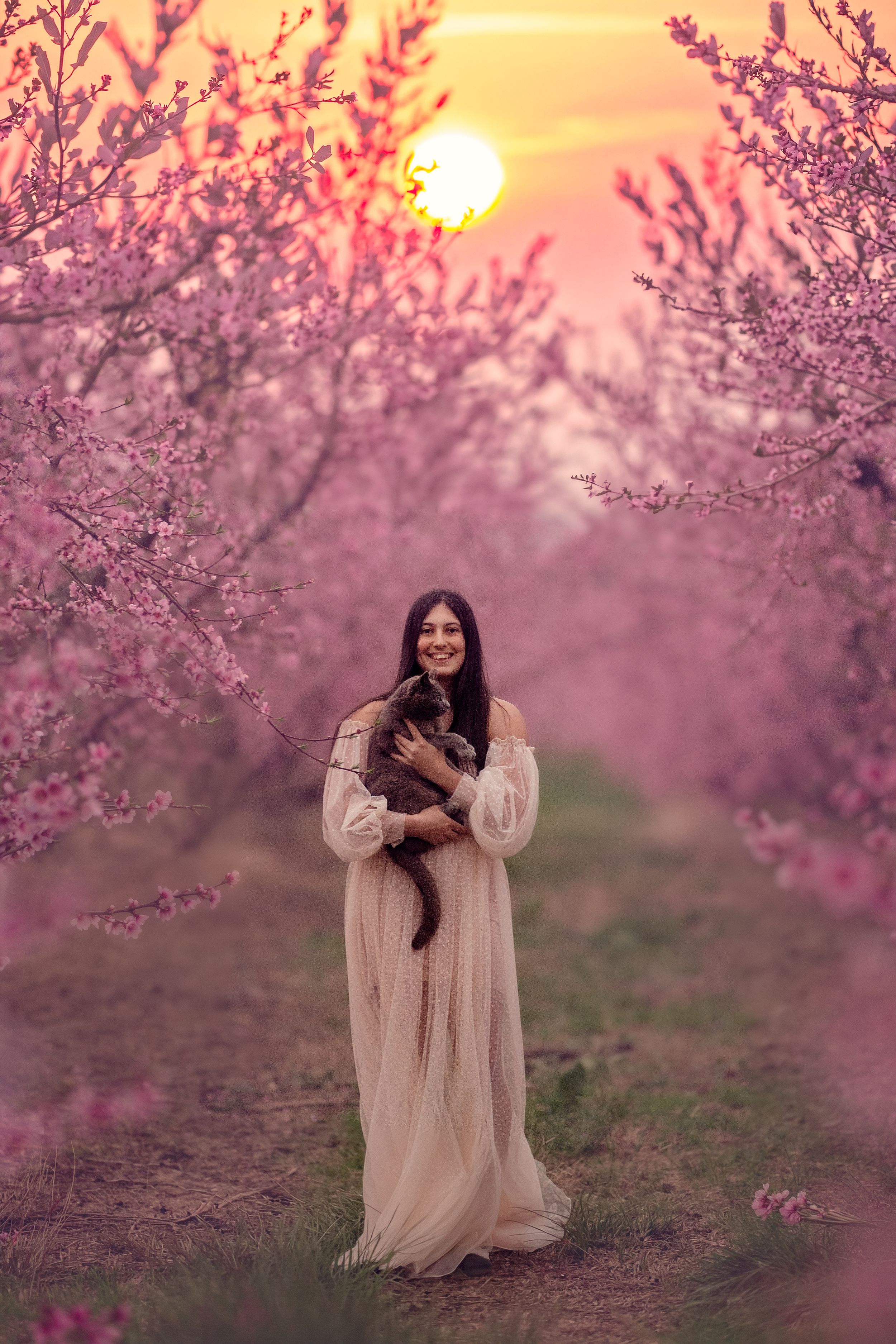 teen girl in peach orchard near Bridgeton, New Jersey