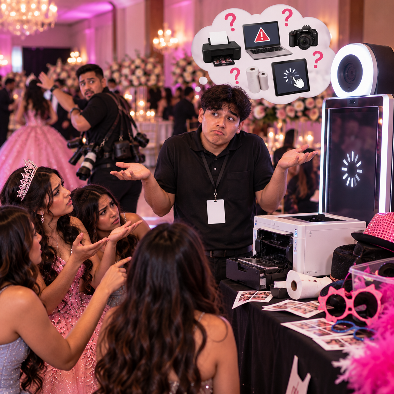 Mansfield TX quinceañera photo booth rental with Mirror Photobooth, trained attendants, instant prints and professional DFW event service