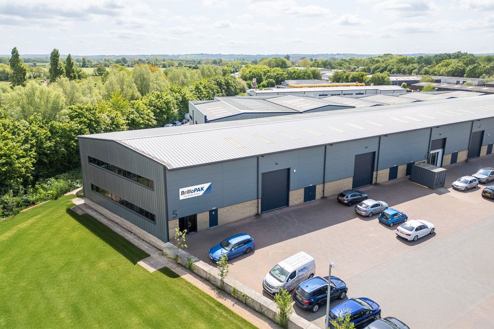 Drone shot of factory on engineering site