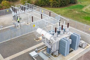 Drone shot of battery plant for national grid