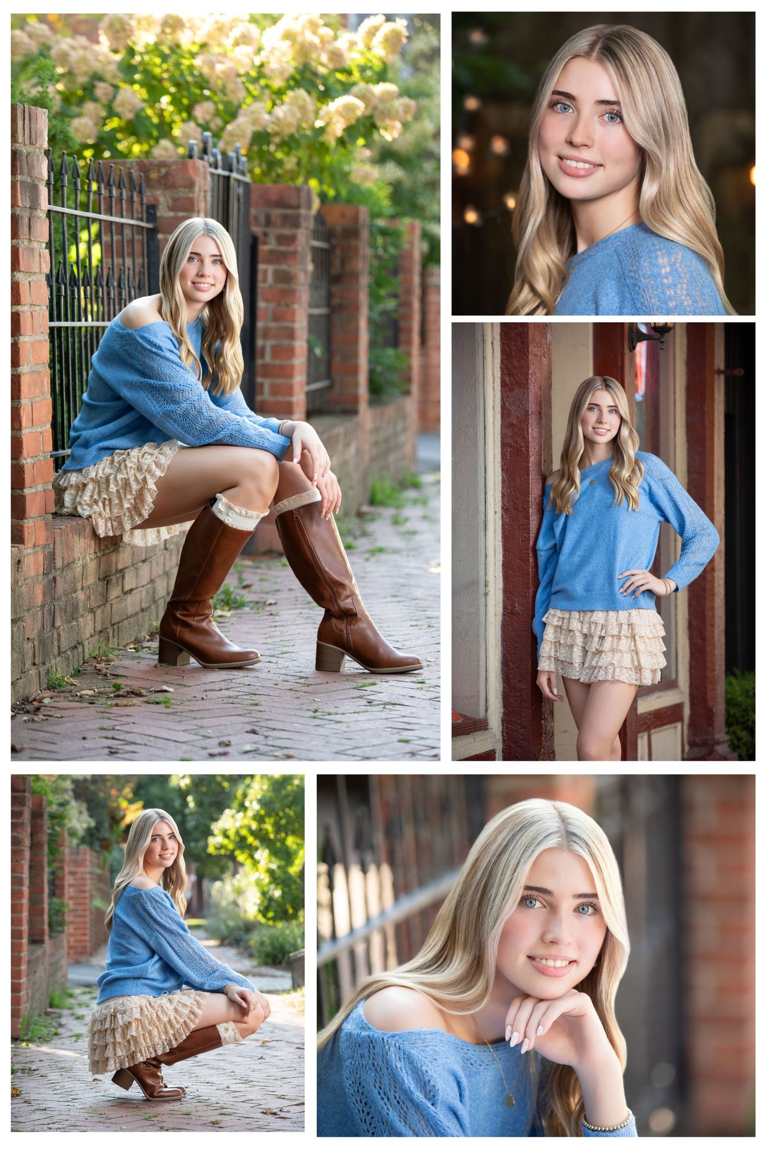 Worthington Kilbourne senior pictures in German Village with brick paths, urban charm, and luxury Columbus Ohio senior photography.