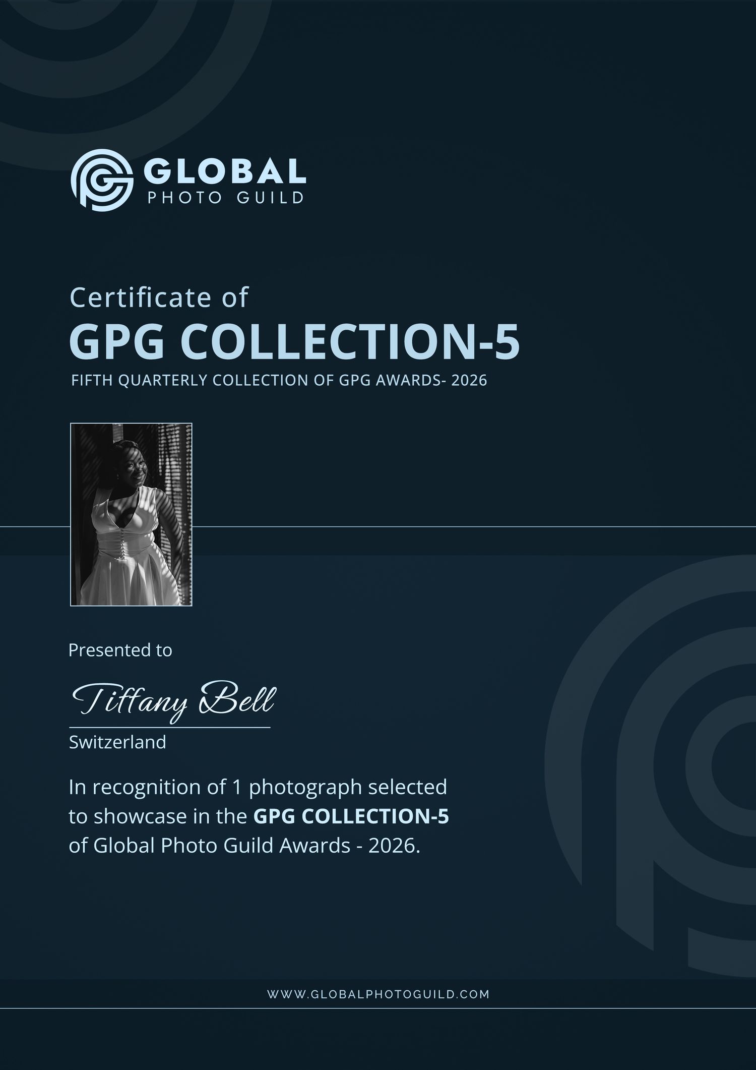 Tiffany Bell Photography, Wedding Photographer available throughout Switzerland and UK. Showcased photo in Global Photo Guild Collection 5.
