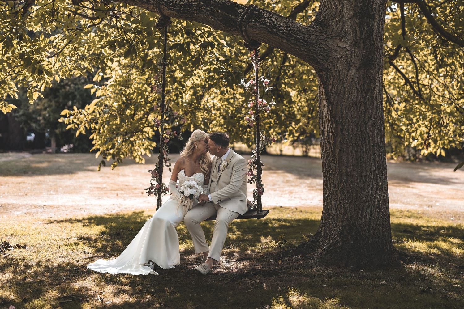 Bride and groom portraits in the Bardney Hall gardens