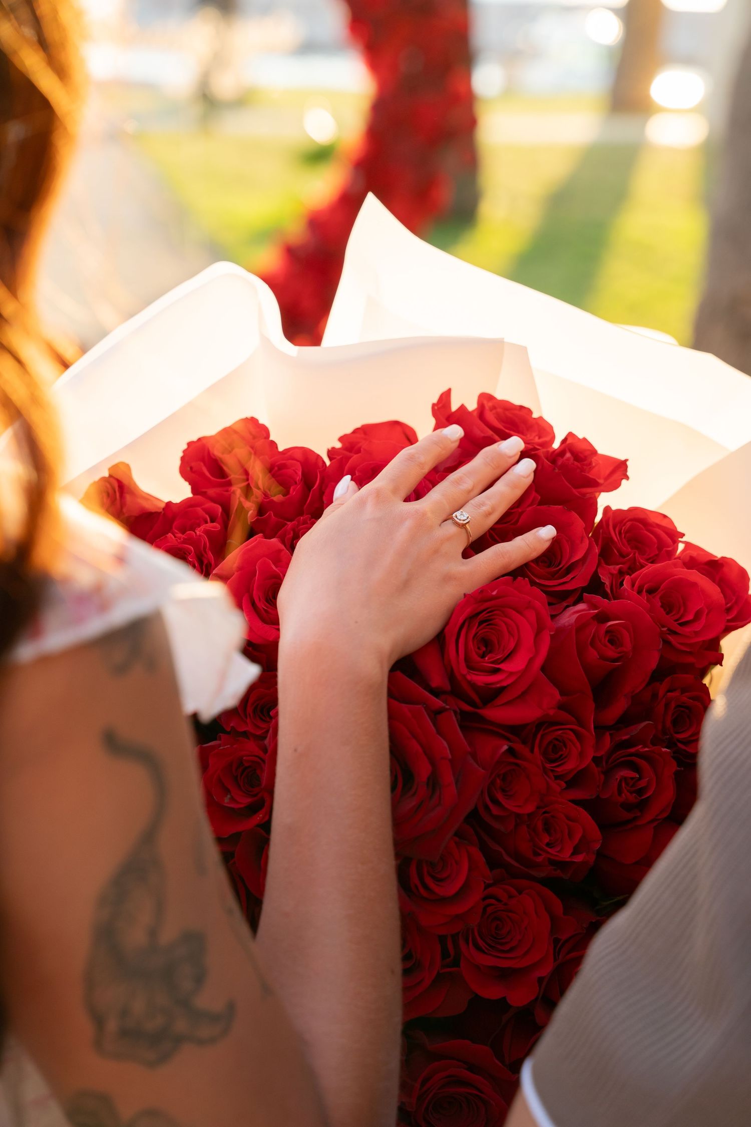 Luxury surprise proposal in Split, Croatia at sunset with romantic decorations and professional engagement photographer.