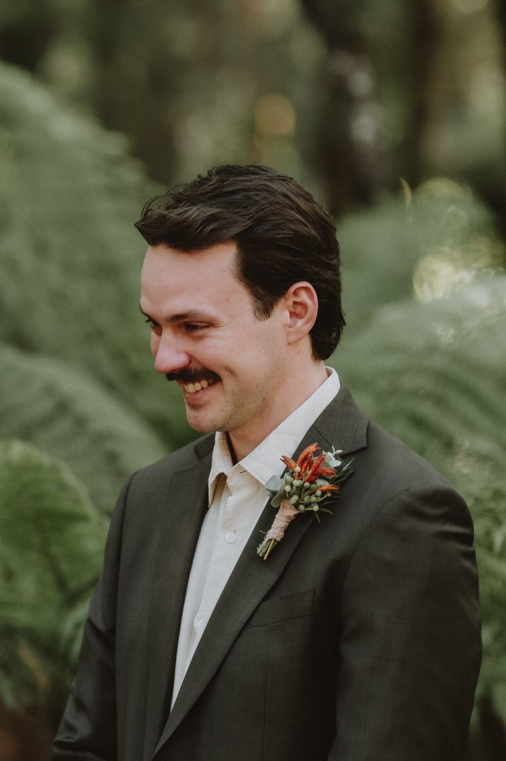 an intimate Forest ceremony in Tasmania during an adventure elopement on Hartz Mountain, captured by wedding photographer Joss Jensen