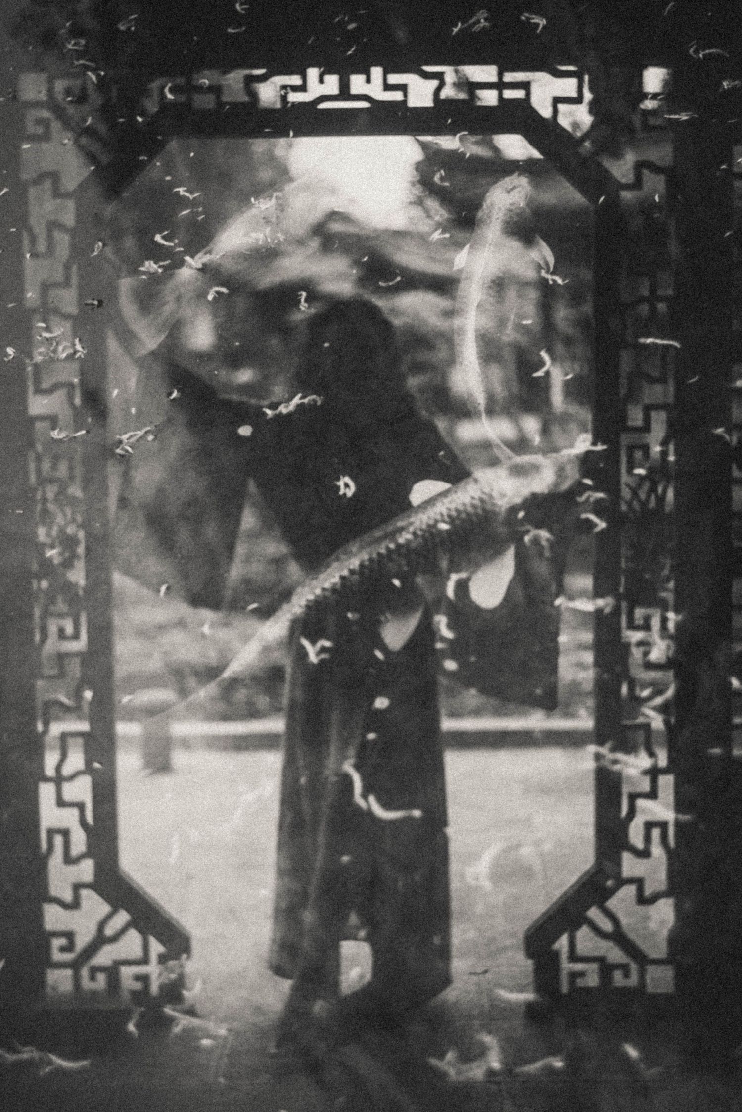 Vintage sepia photograph Individual portrait in the Chinese garden at Hortus Haren, Groningen.