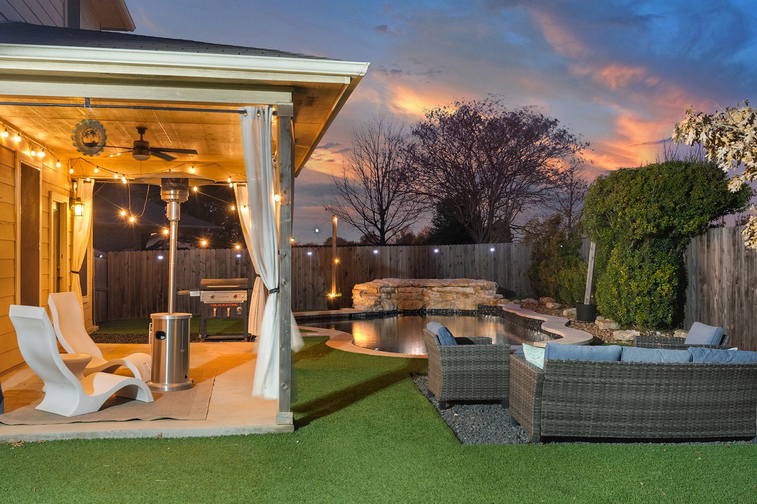 Well-maintained Dallas-Fort Worth home prepared for exterior twilight real estate photography