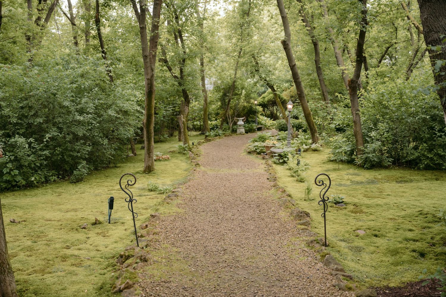 A gorgeous garden walkway leading to the ceremony space at Trellis Weddings in Stillwater MN.