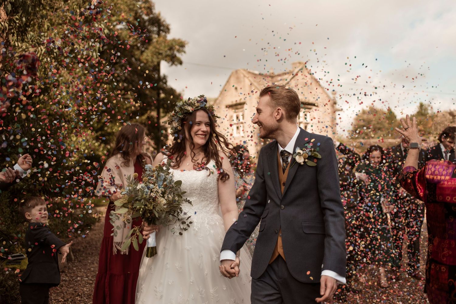 Intimate and emotional portrait of a bride and groom kissing. Yorkshire wedding photographer