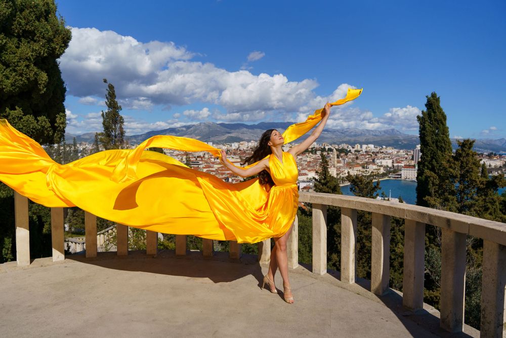 Official Yellow Flying Dress Photo session in SPLIT, Croatia