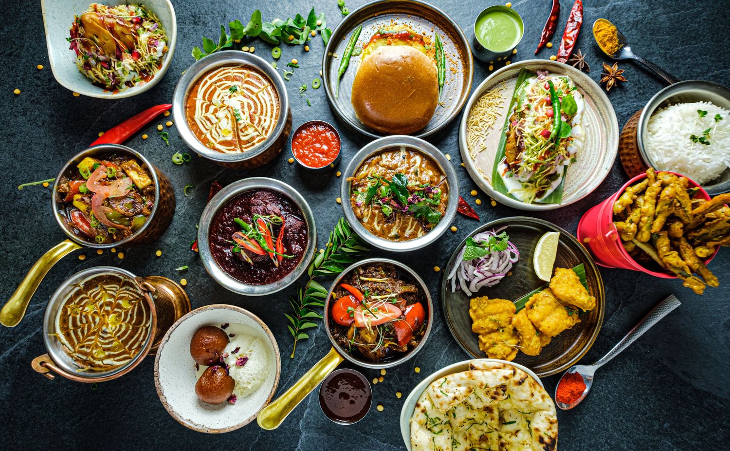 A colourful selection of Punjabi dishes photographed by Simon Robertson