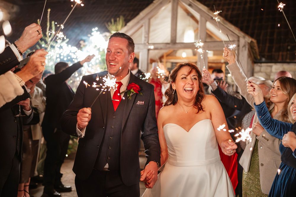 Priston Mill wedding photography Bath Somerset sparkler exit
