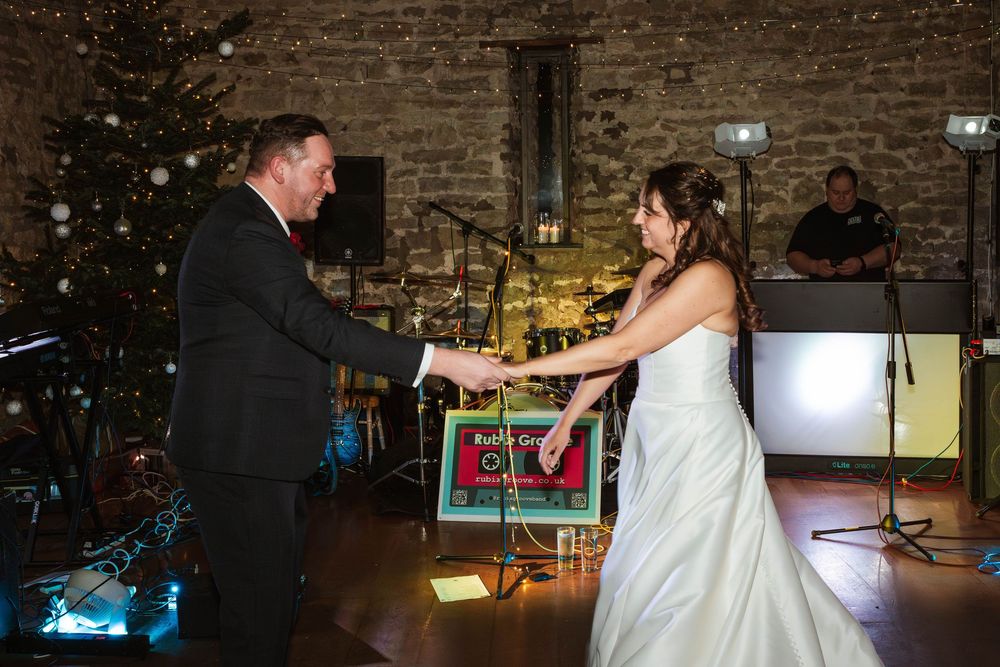Priston Mill wedding photography Bath Somerset first dance for bride and groom
