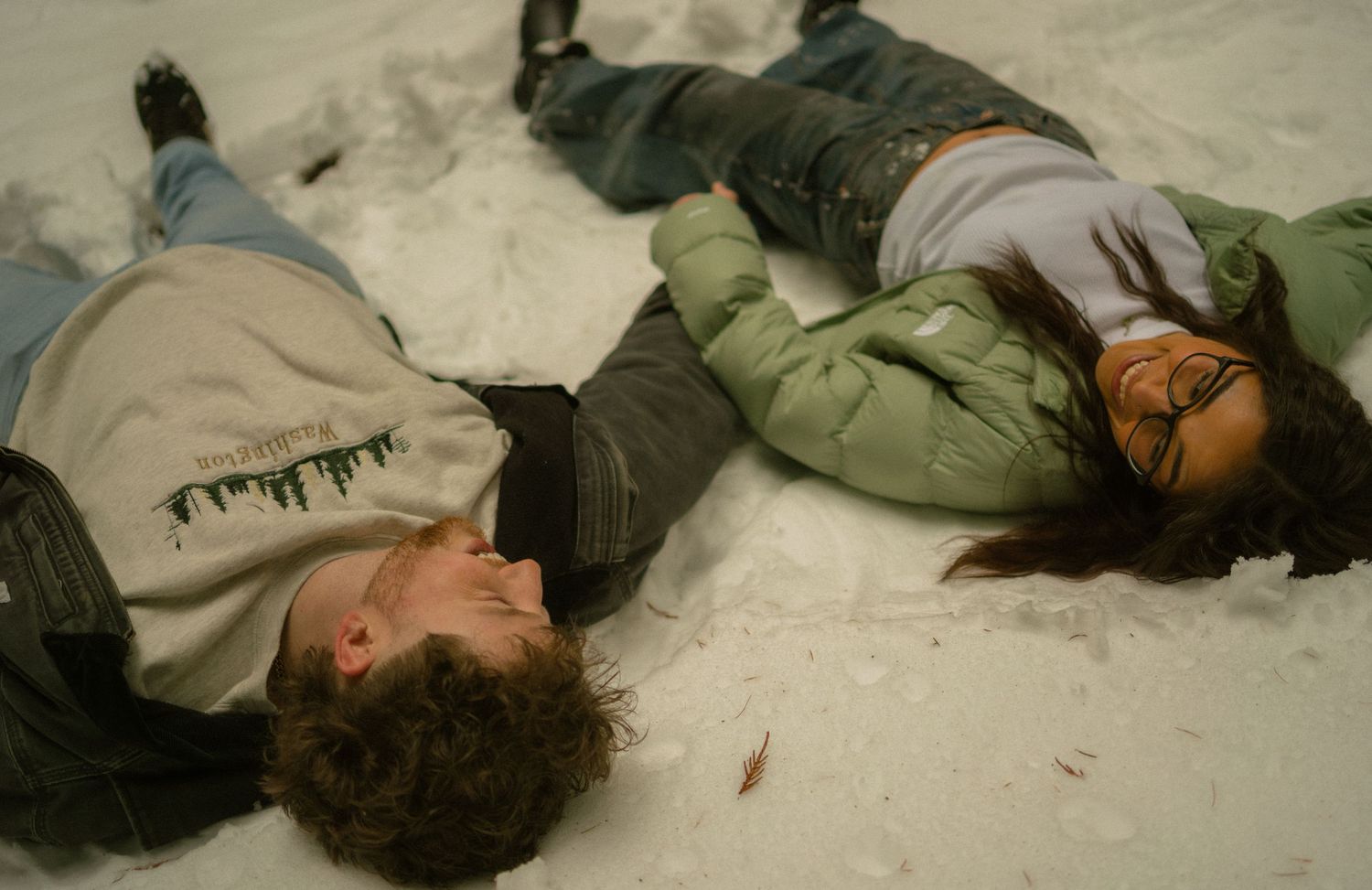 Snowy couples portrait session in Moscow, Idaho by Katelyn’s Kandids