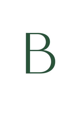Dark green capital letter B on a clean white background, elegant serif typography for branding or logo design.