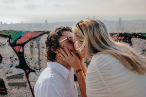 Soft and natural couple portraits at the Carmel Bunkers