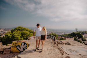 Romantic couple portraits at Carmel Bunkers during golden hour