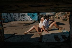 Romantic sunset couple session at the Carmel Bunkers