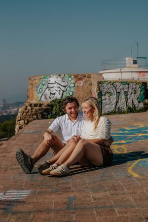 Couple sharing a quiet moment at the Carmel Bunkers viewpoint