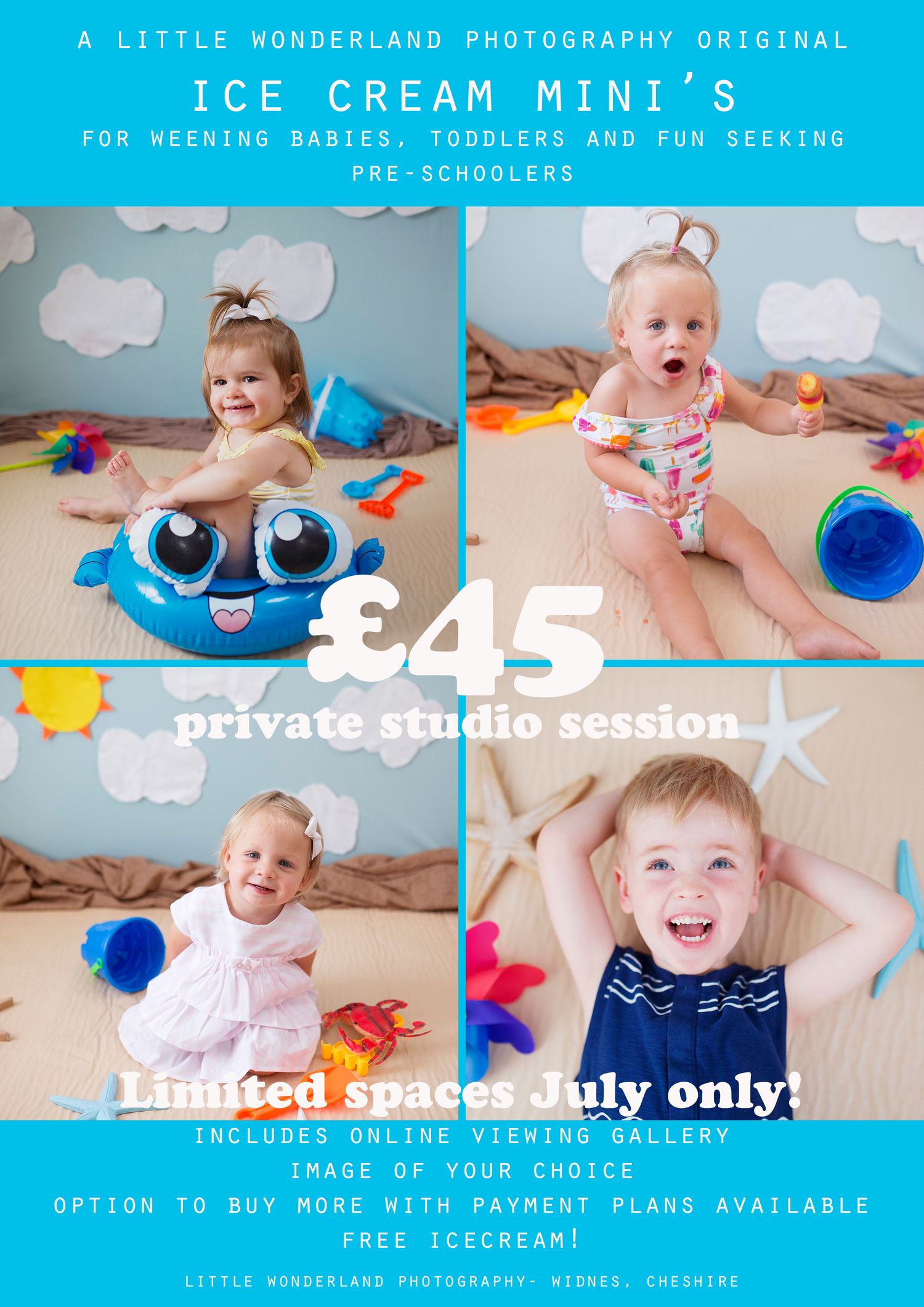 ICECREAM THEMED MINI SHOOTS LITTLE WONDERLAND PHOTOGRAPHY WIDNES CHESHIRE TODDLER PHOTOSHOOT BABY PHOTOSHOOT SUMMER ACTIVITY
