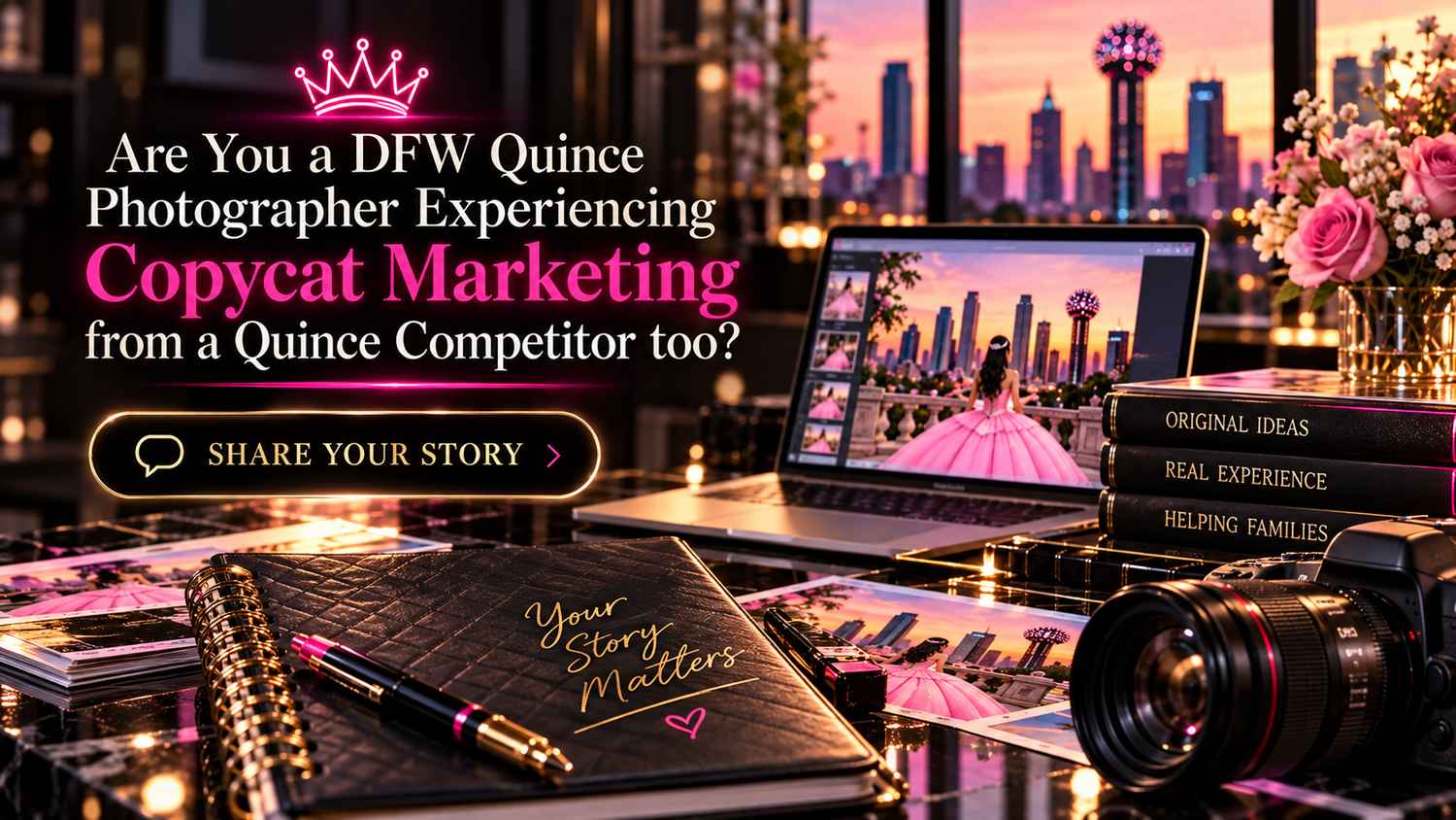 Quinceanera photographer content originality contrasts real family planning expertise with AI rewritten blogs and copied website ideas.