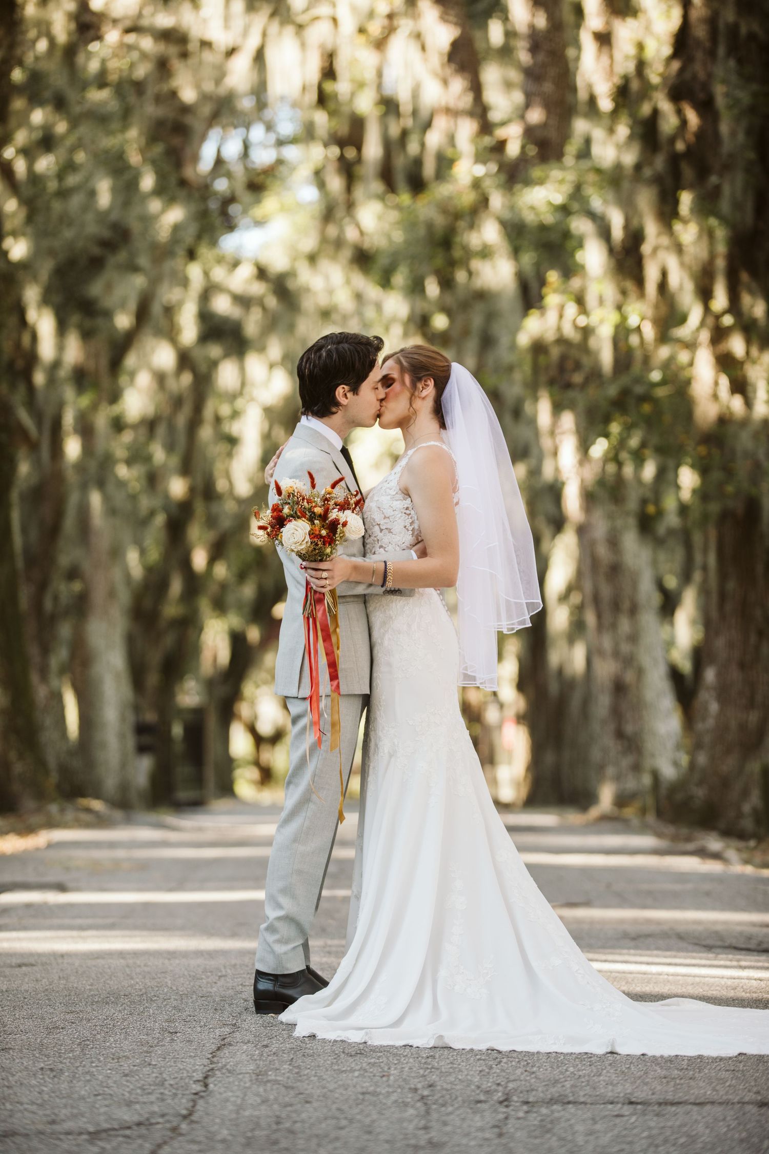 Bethesda Academy Whitefield Chapel wedding surrounded by moss-draped oak trees near Savannah Georgia