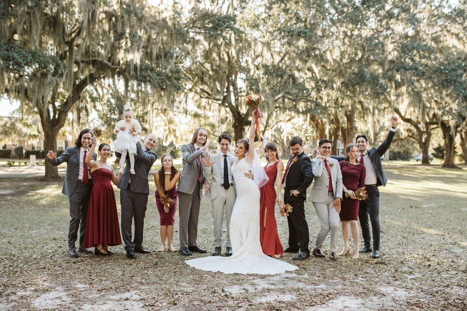 Bethesda Academy Whitefield Chapel wedding surrounded by moss-draped oak trees near Savannah Georgia