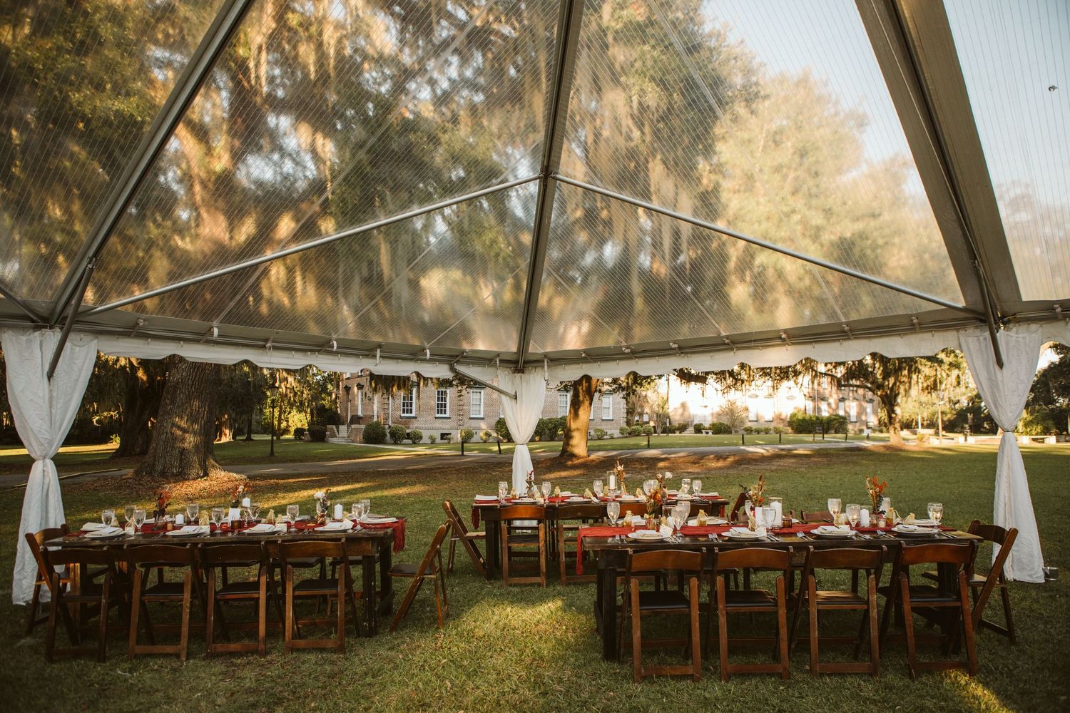 Bethesda Academy Whitefield Chapel wedding surrounded by moss-draped oak trees near Savannah Georgia