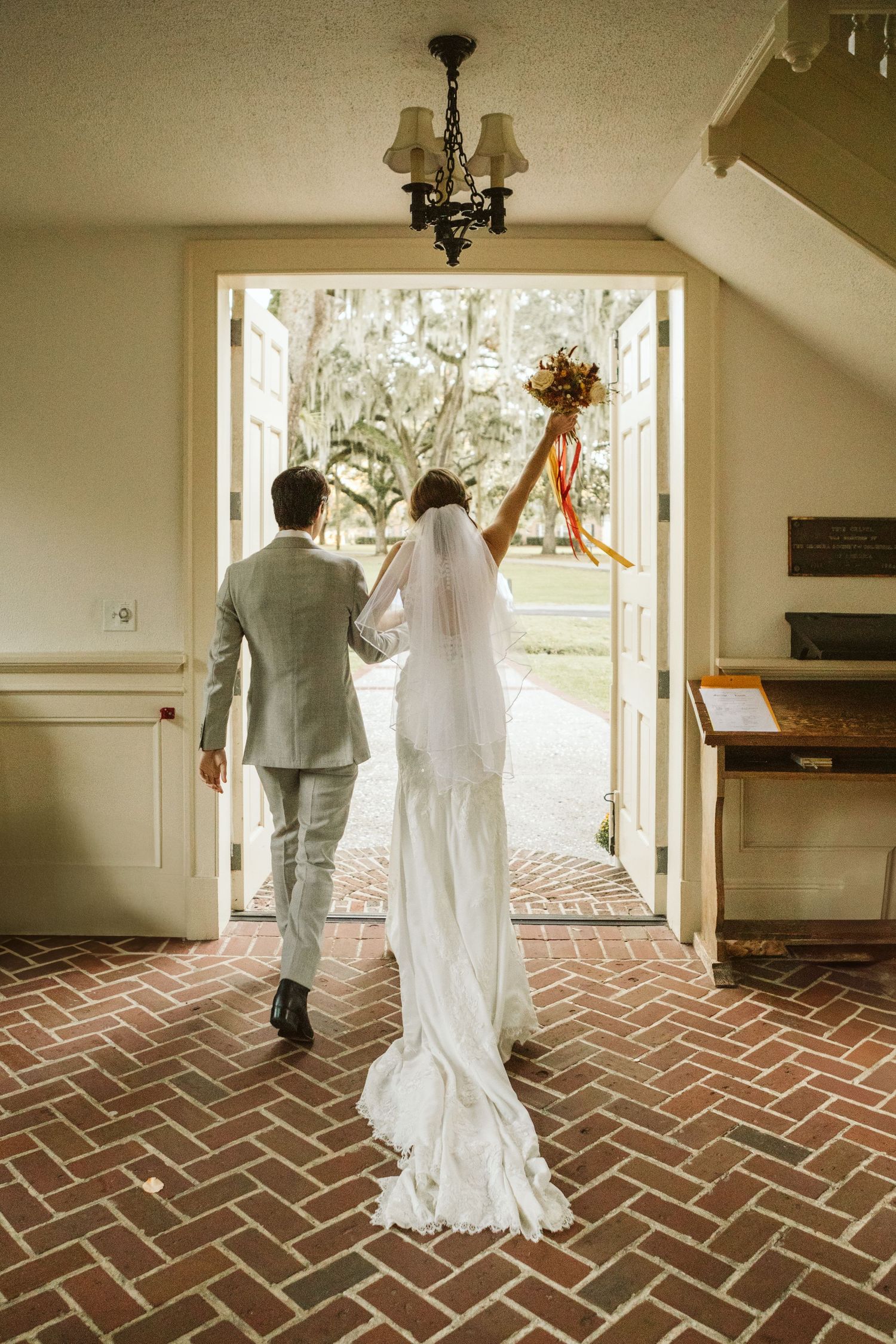 Bethesda Academy Whitefield Chapel wedding surrounded by moss-draped oak trees near Savannah Georgia