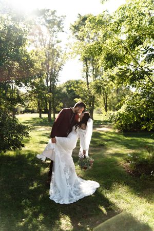 bride and groom portraits at angel anchor farm