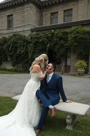bride and groom portraits at harkness state park
