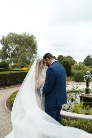 harkness park bride and groom veil shots