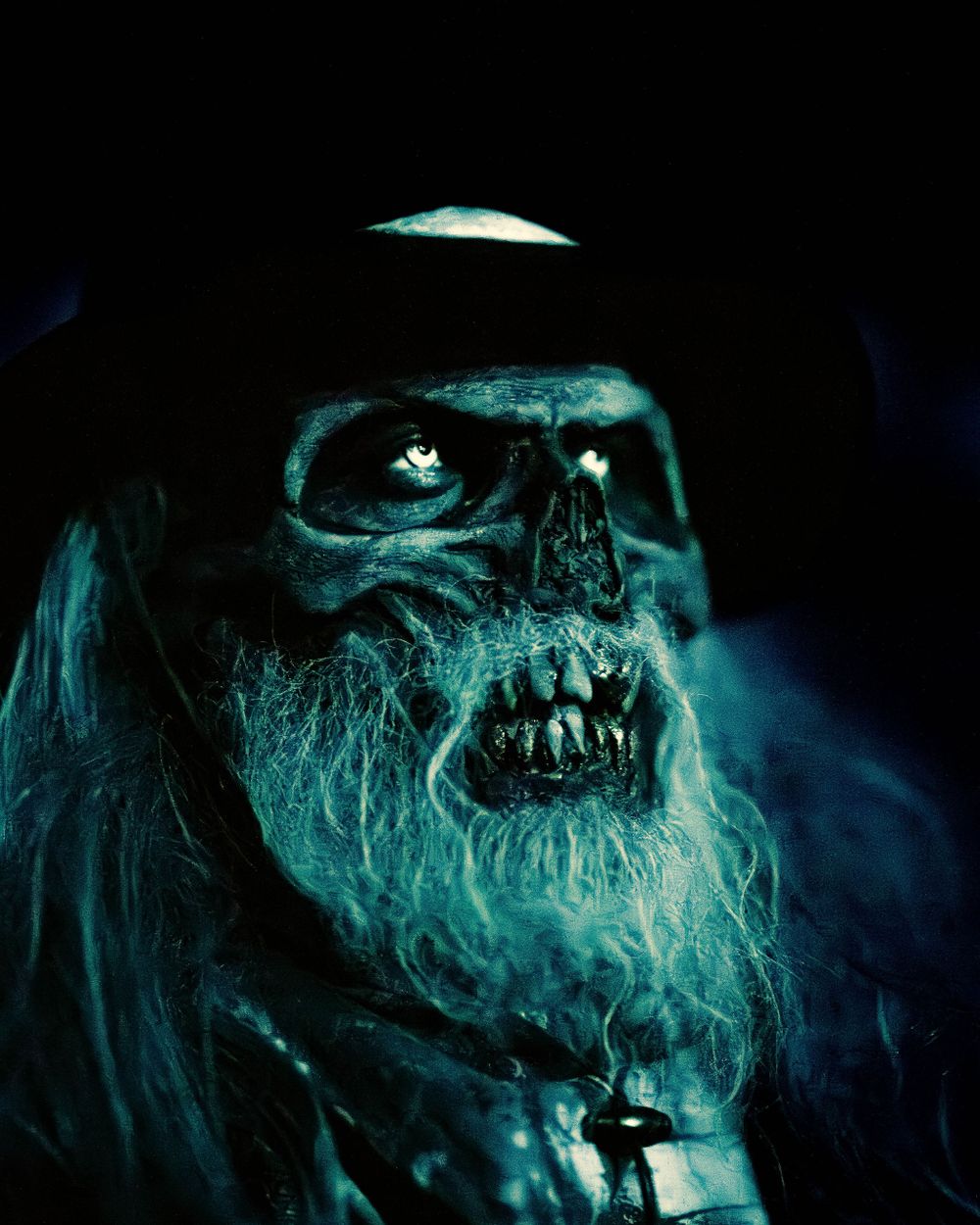 Portrait of a Knott’s Scary Farm monster in full costume and makeup during Halloween season, captured by Chris Cornish Photography.