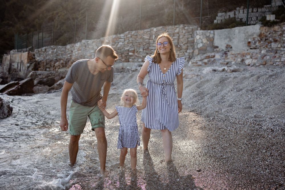 shooting photo en famille plage coucher de soleil