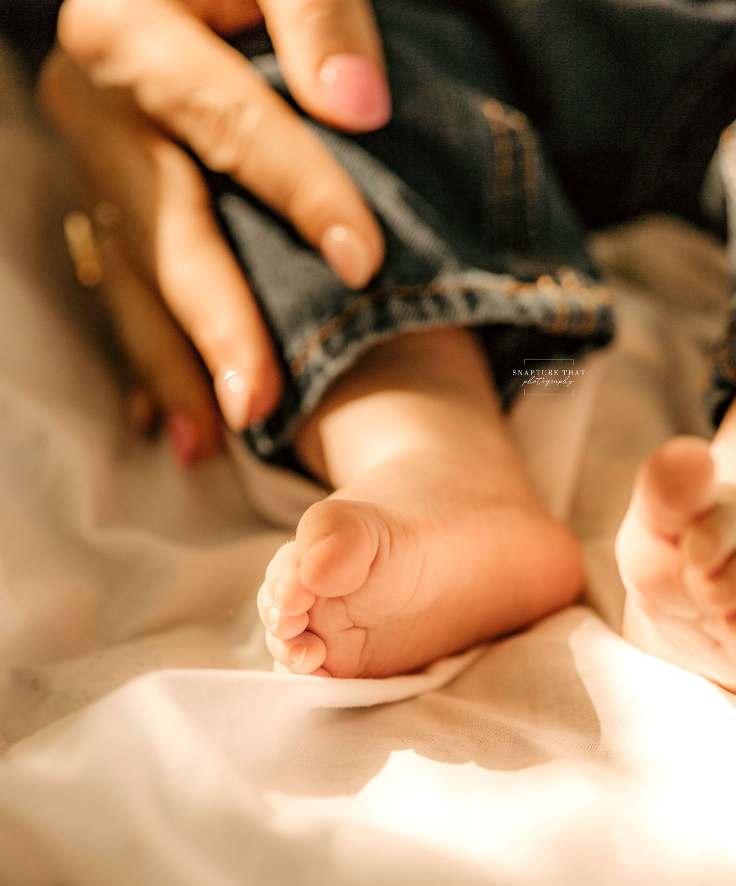 Series of intimate detail shots showing hands delicately interacting with fabric.