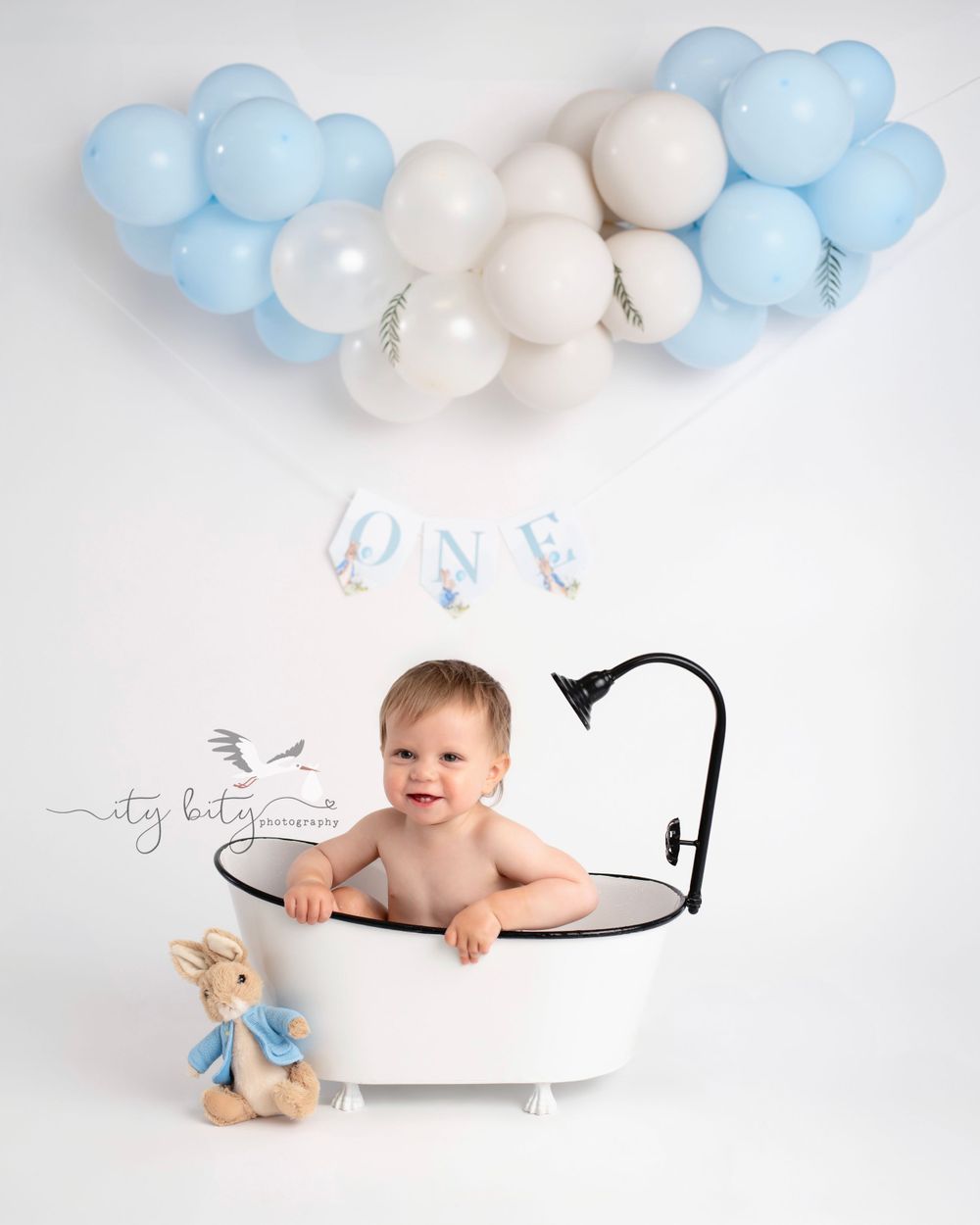 Avon Lake Family Photographer One Year Cake Smash Bath Photos Ity Bity Photography