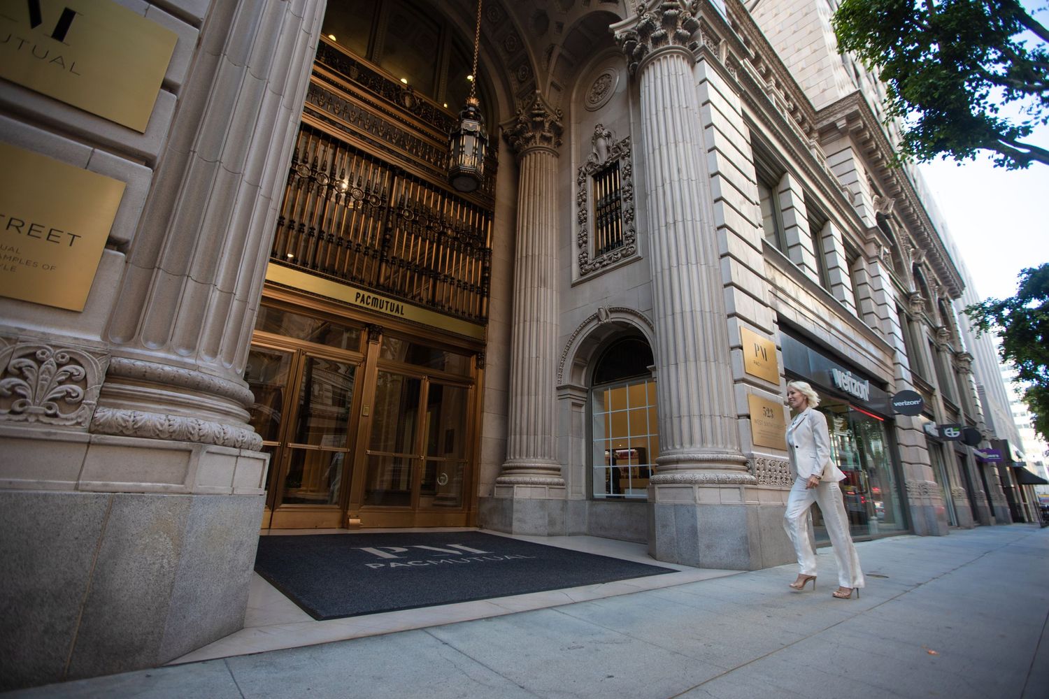 Exterior view of a historic building with classical columns and architecture.