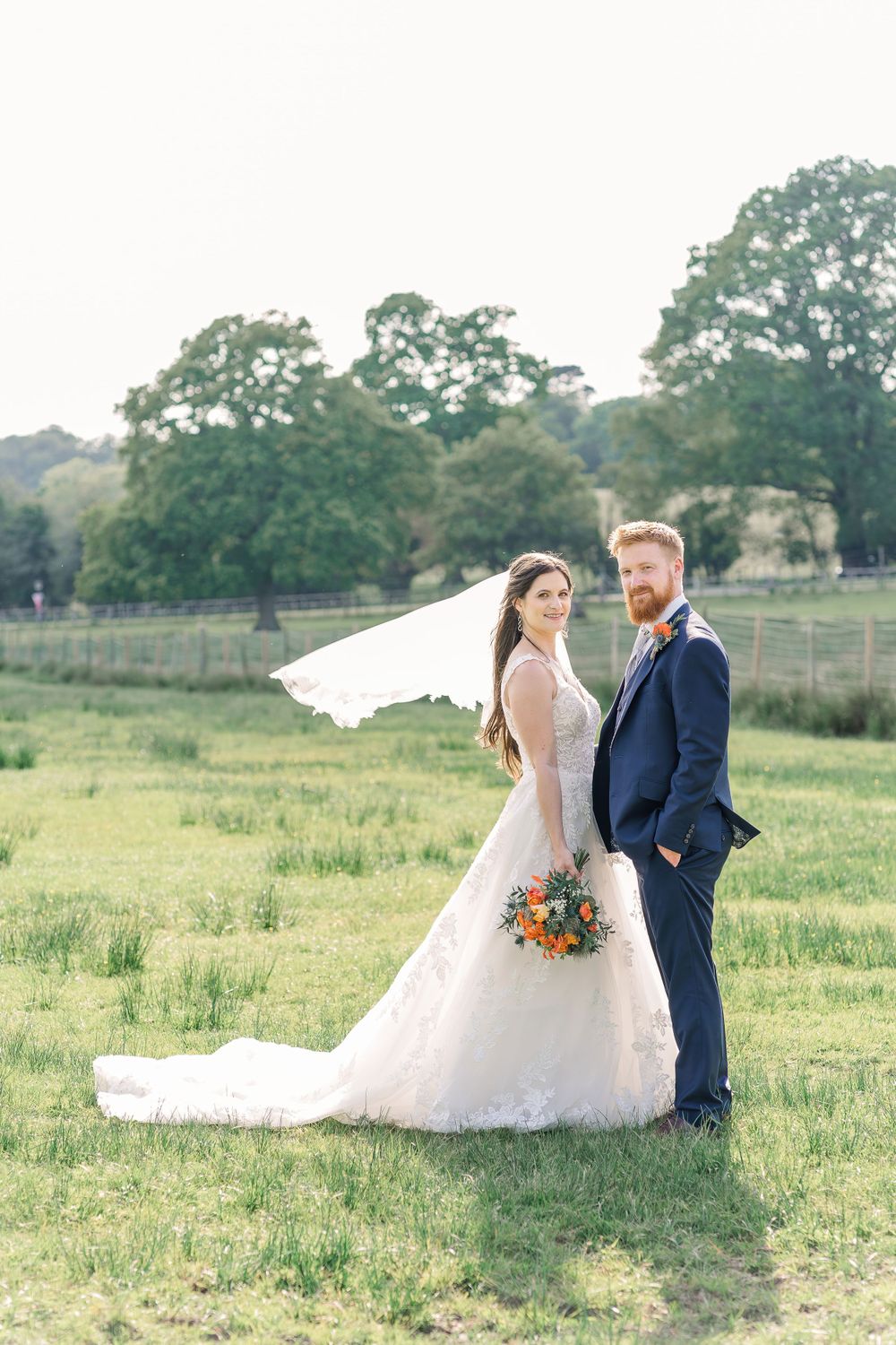 Burley Manor Orange Roses New Forest Summer Wedding