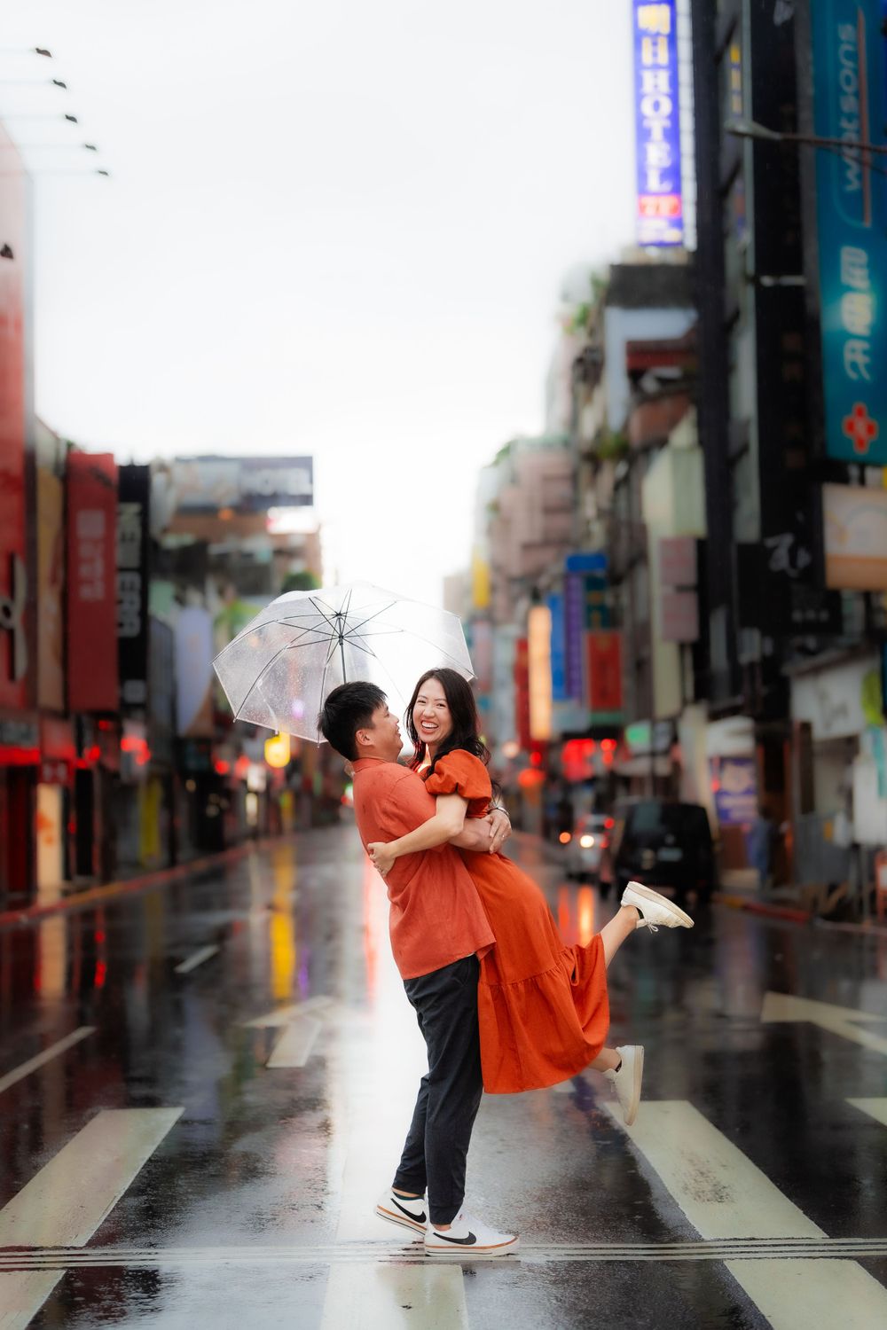 a couple on the street of Ximending