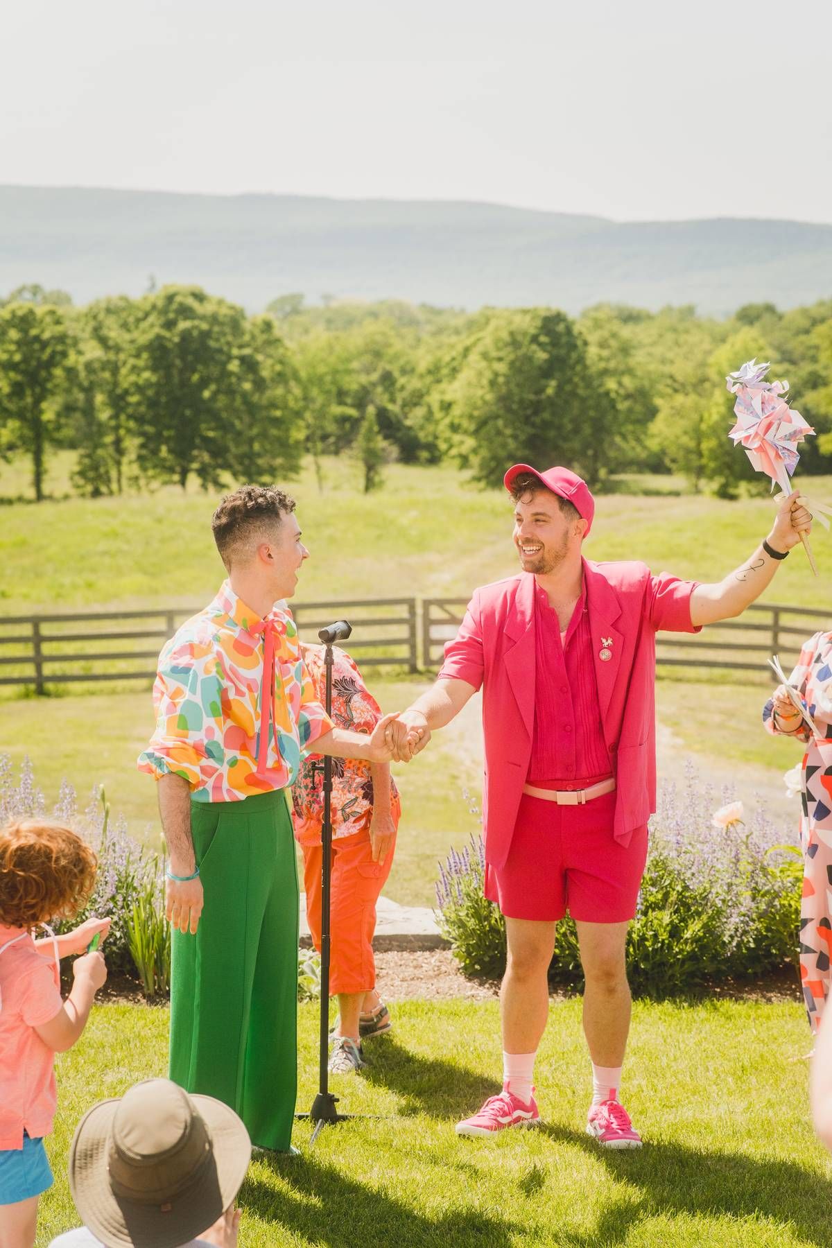a queer couple celebrating just getting married