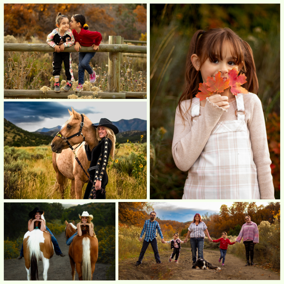 Family, equestrian, portrait images taken at Yellowfork Canyon, Herriman, UT.