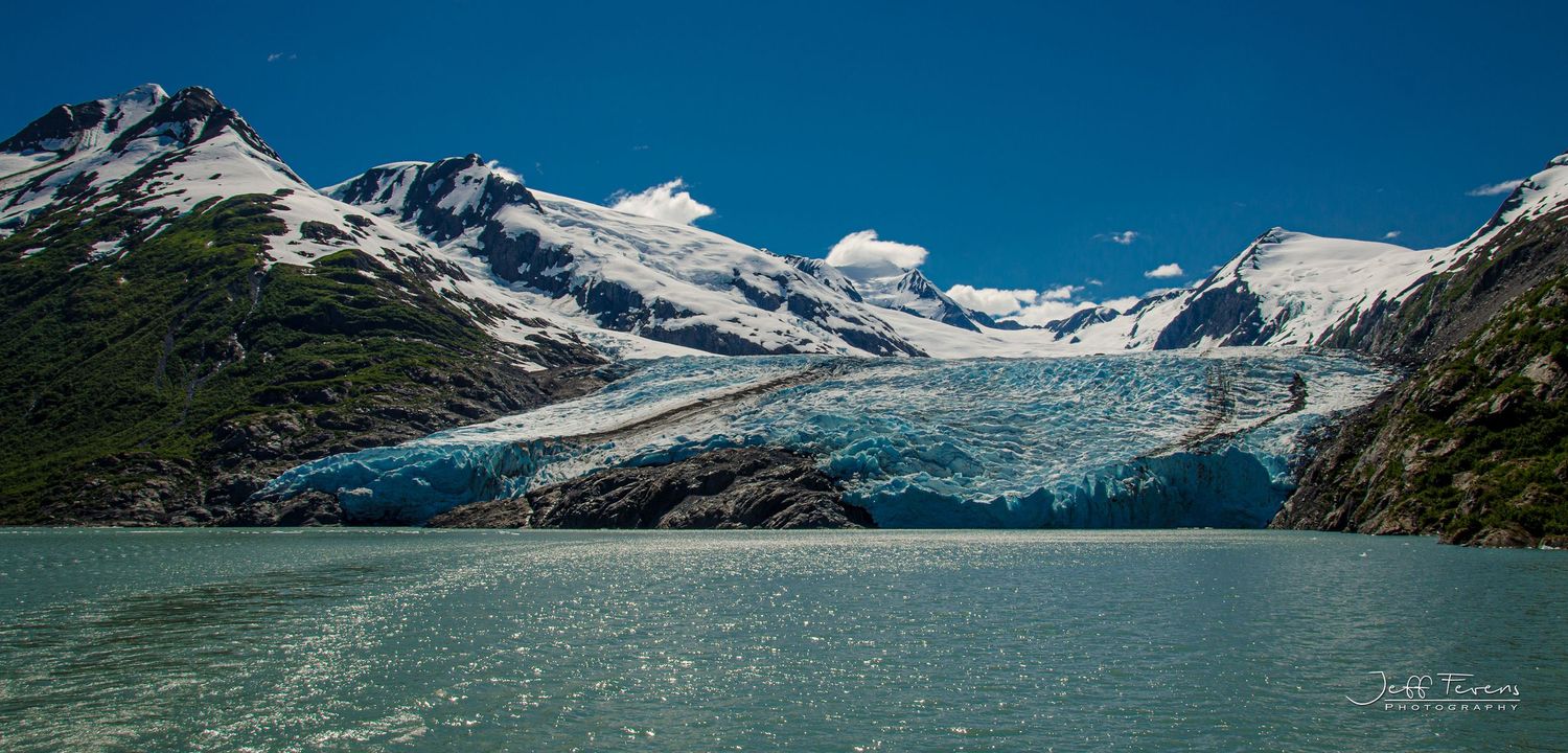 Portage Glacier on the edge of the water in Anchorage Alaska.