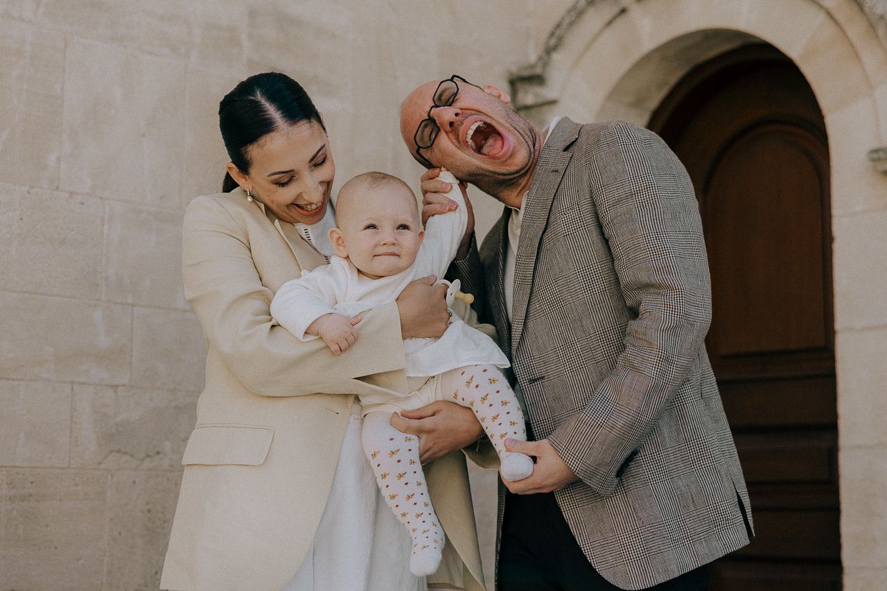 Family captured during christening in Paphos.