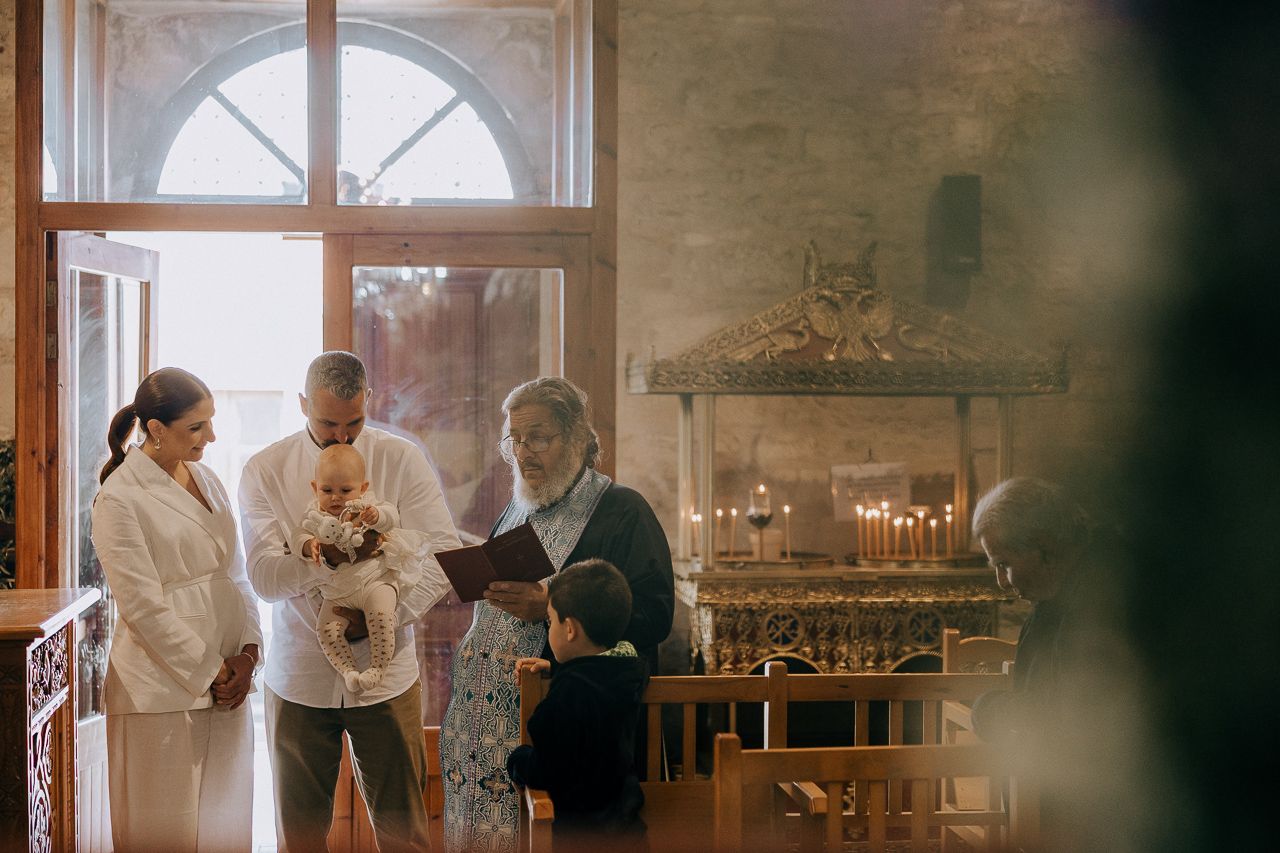 Christening photography in an orthodox church in Limassol