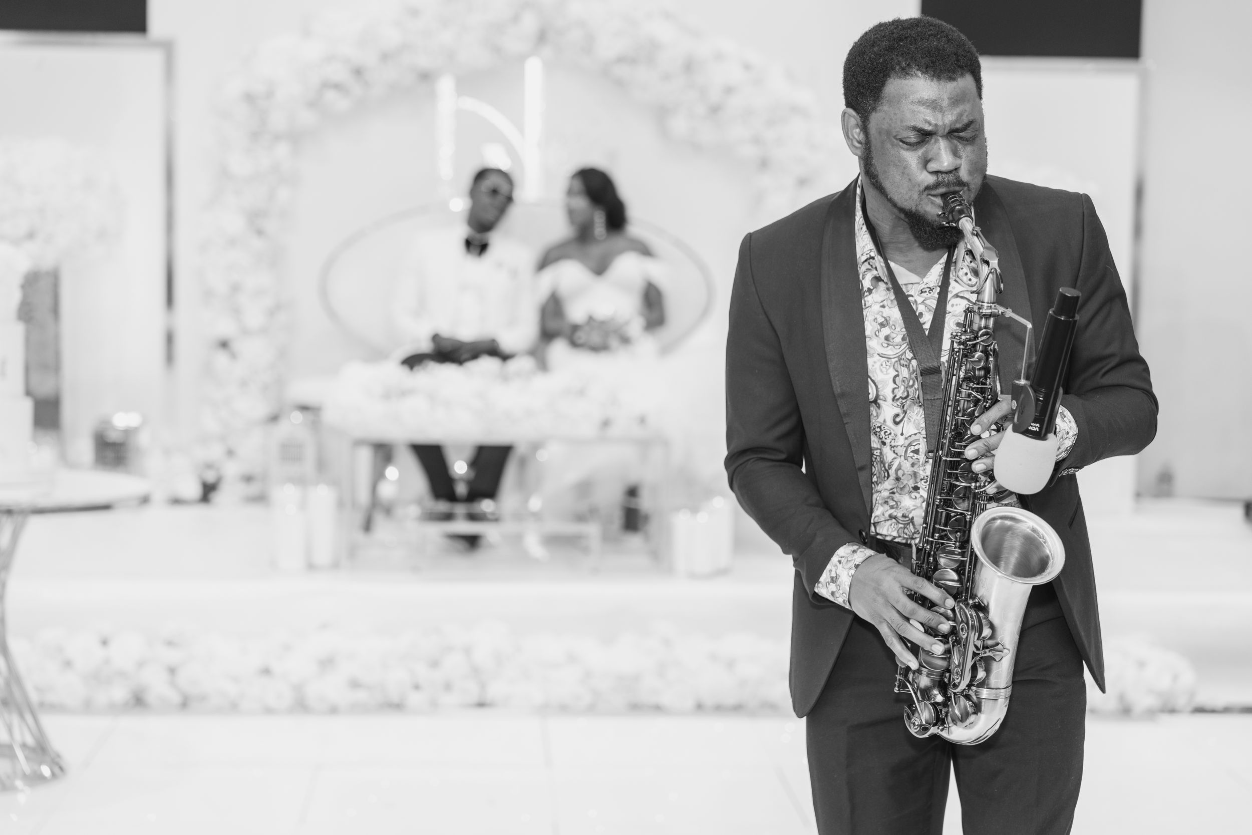musician on a saxophone