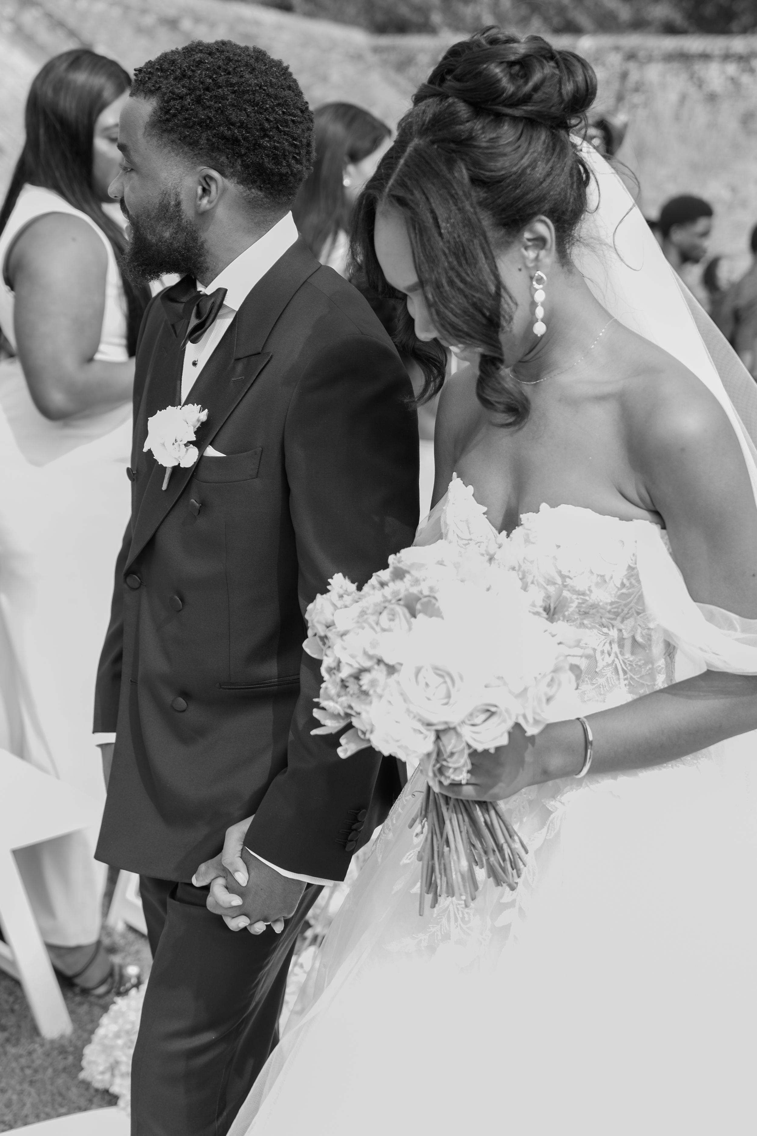 bride and groom walking