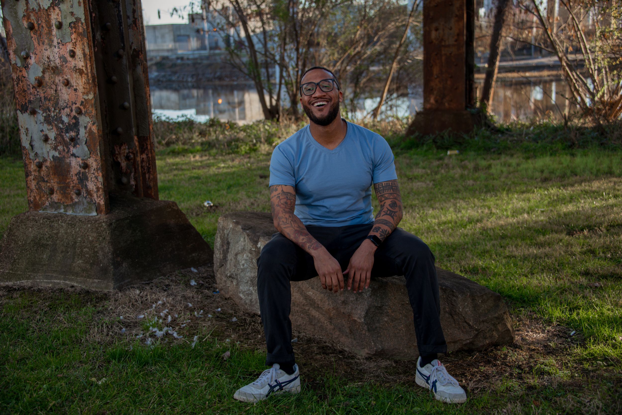 Casual portrait of man laughing