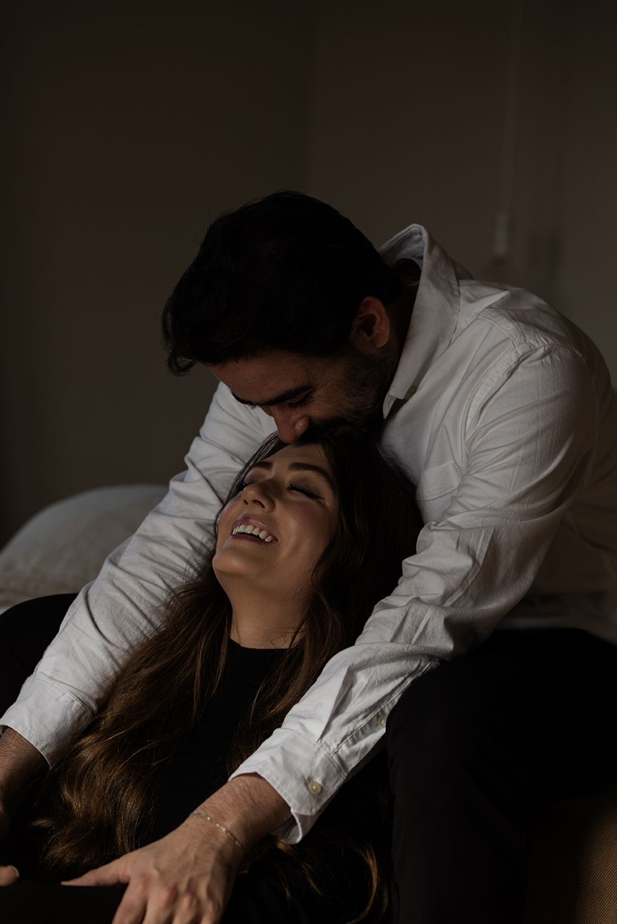 cinematic storytelling photo oh a couple having a loving intimate moment during their stay in cottage in wild Ireland