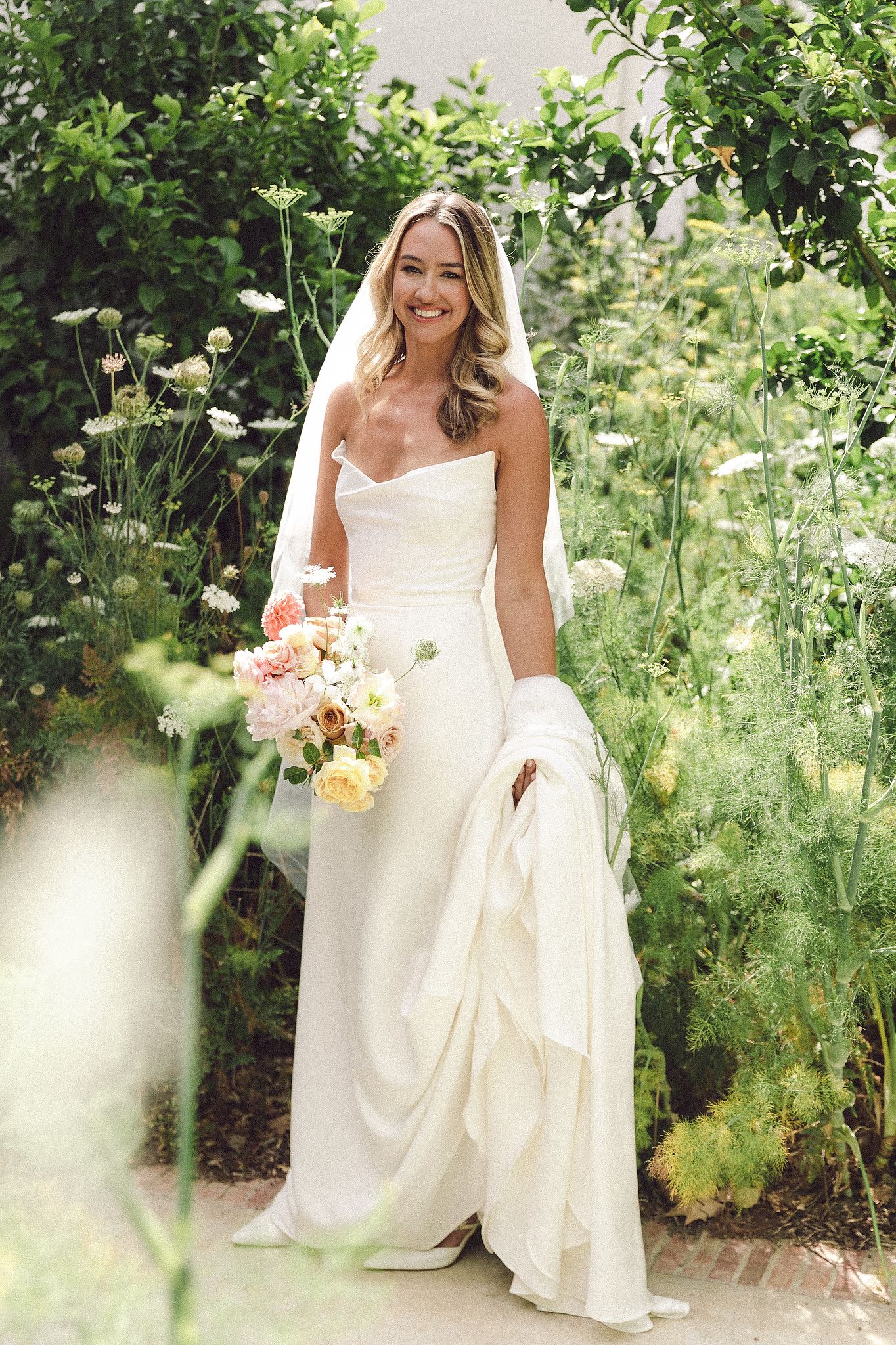 Bride portraits at La Cotte in Franschhoek in gardens