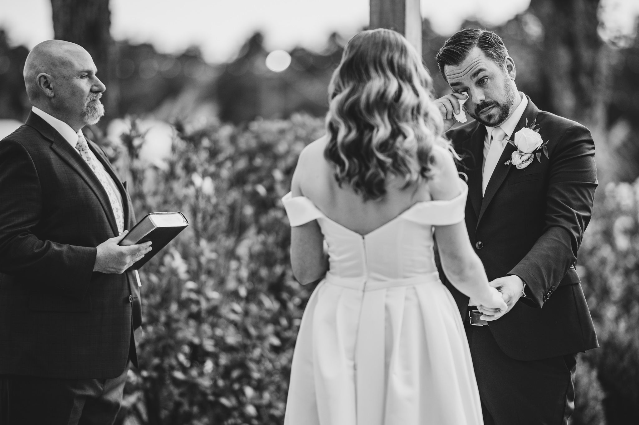 Joyful wedding ceremony moments captured in an outdoor setting.